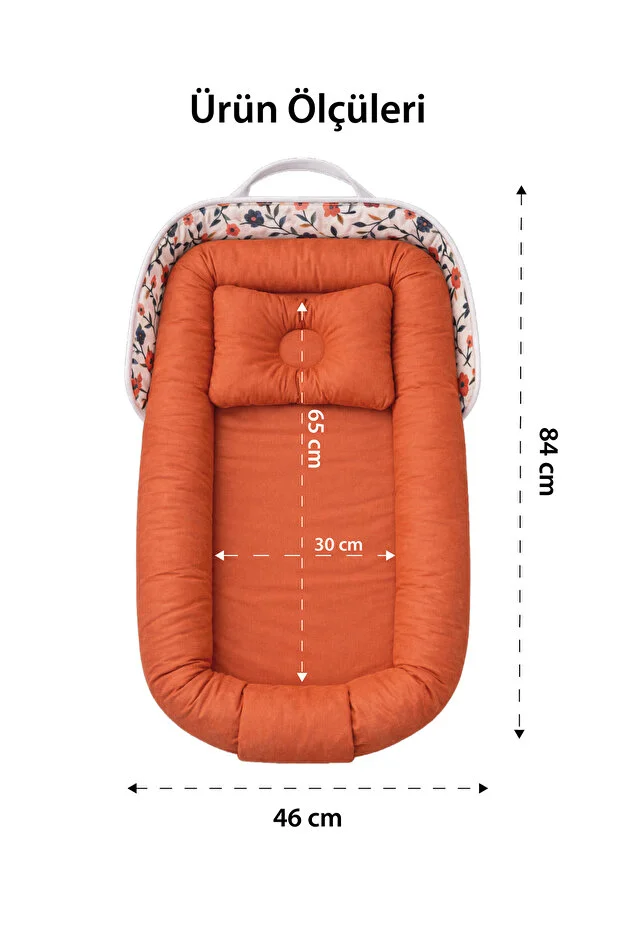 Çantalı Babynest Bebek Çantası Taşınabilir Anne Yanı Yatağı Yaz Serisi Çiçekli Çantalı Baby Nest
